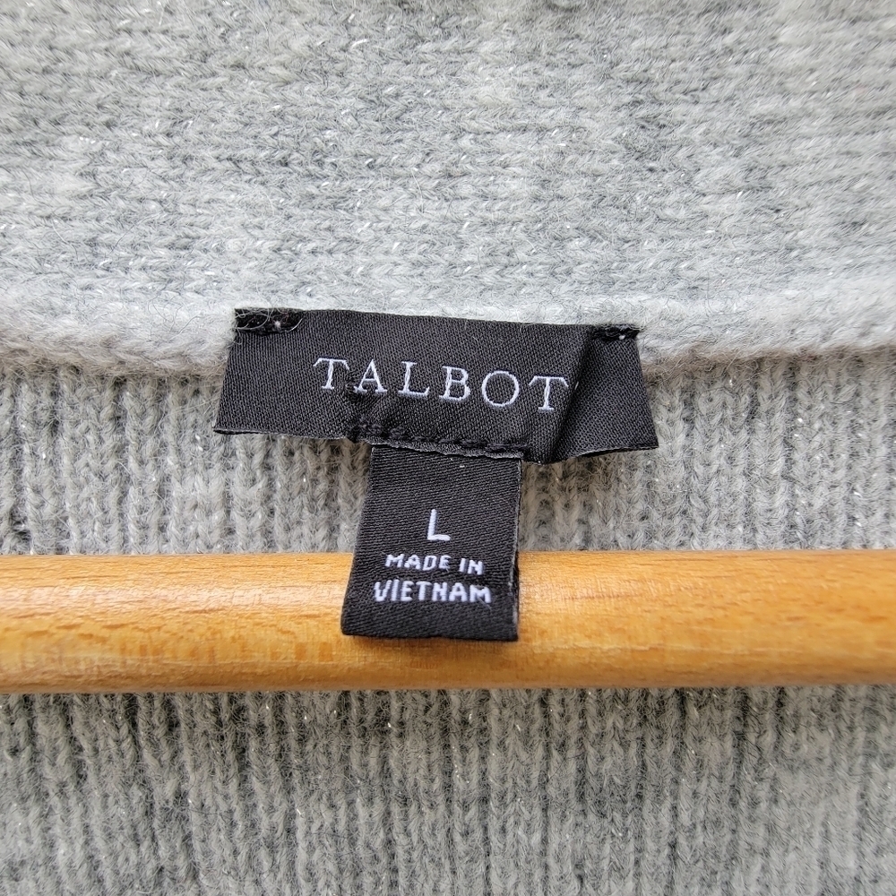 Talbots Ribbed Knit Metallic Rhinestone Button Cardigan size L Silver Gray - Picture 8 of 12